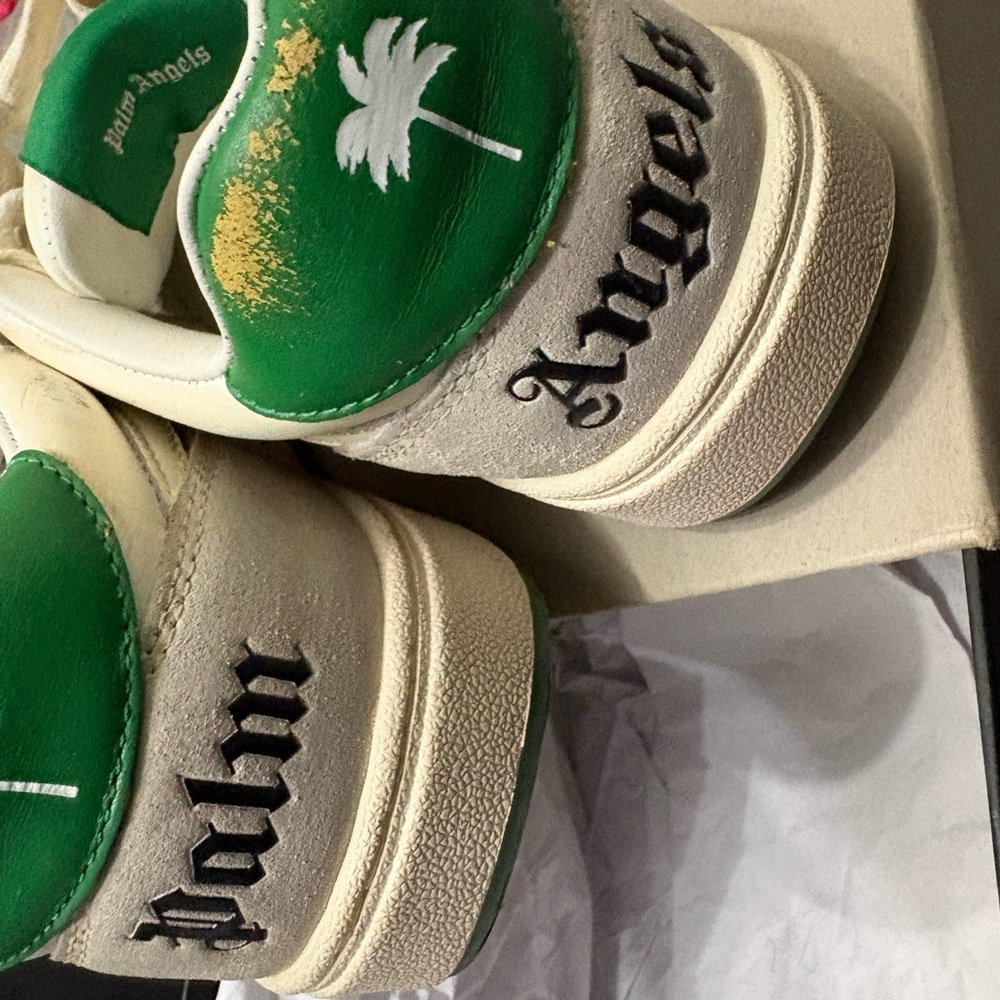 Palm Angels Kids Sneakers in Green and Cream
